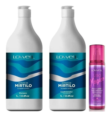 Mirtilo Shampoo + Condicionador + Fluido Liso Magico Lowell