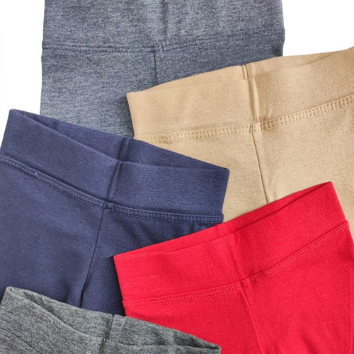 Pack 5 Leggins Para Niña 2 A 12 Años Colores Básicos Algodón