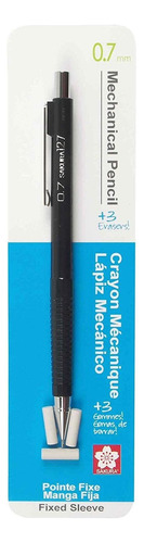 Lapiz Mecanico 0.7 Mm Con 3 Gomas De Borrar