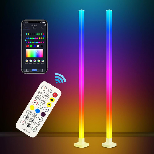 Lámpara De Pie Rgb, Lámpara De Pie Led De Esquina De 63 PuLG