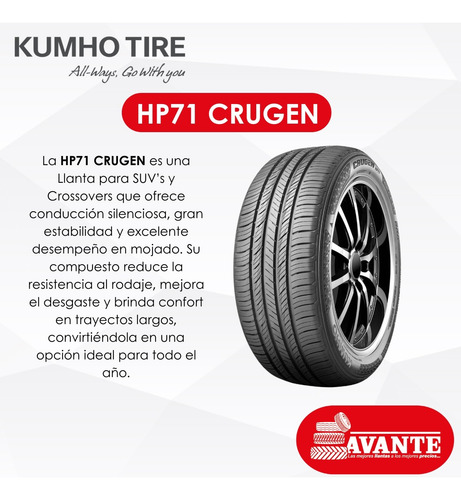Llanta 255/60r19 Kumho Hp71 Crugen 109h Blk (2u) H