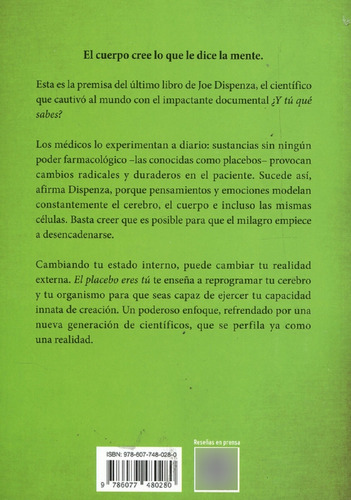 Libro Físico El Placebo Eres Tú Por Joe Dispenza.