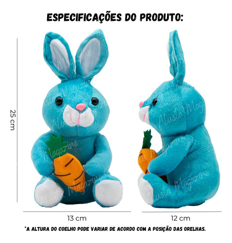 Coelho De Pelúcia Páscoa 25cm Cenoura Presente Várias Cores