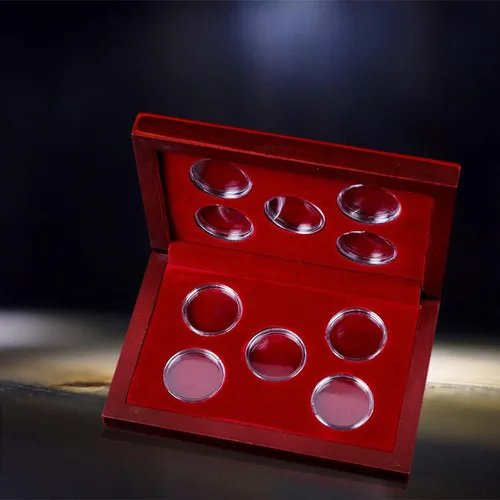 Coins Holder, Wooden Coins Storage Box For Collectible