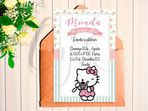 Mini Kit Imprimible  Hello Kitty Aqua Y Rosa  + Inv Digital