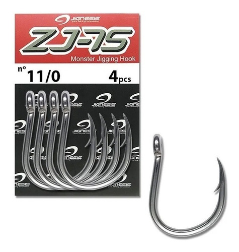 Anzol P/ Suporte Hook Jignesis 11/0 4 Anzóis Pesca Aço Inox