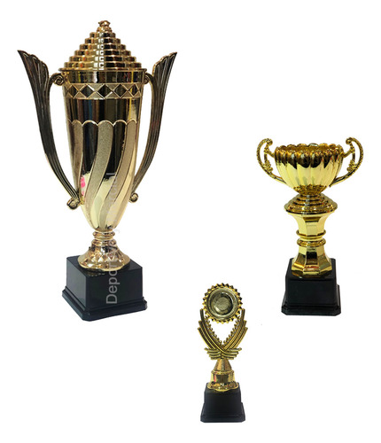 Terna 3 Copas Premios Trofeos Torneos Deportivas 44 Cm Cuot