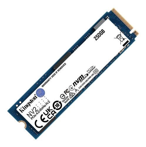 Unidad De Estado Solido Ssd M.2 250gb Kingston Nv2 Pcie 4.0 Nvme Snv2s/250g Azul Azul
