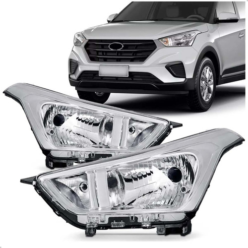 Par Farol Hyundai Creta 2017 Até 2021 Cromado Manual