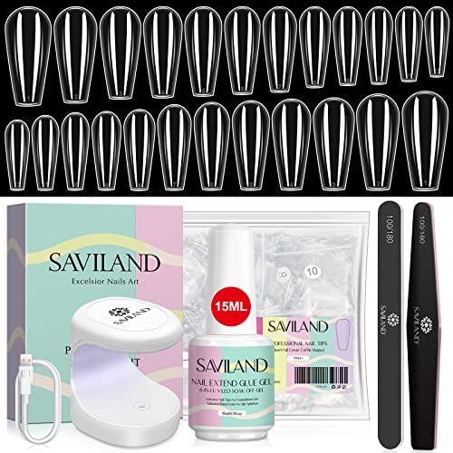 Saviland Kit De Puntas De Uñas Y Pegamento De Gel, Pegamento