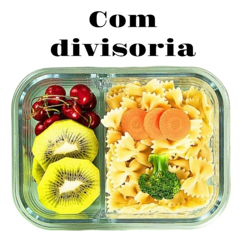 Conjunto Com 10 Potes 640ml Divisória Hermético Marmita