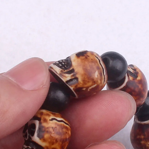 Pulsera Cráneo Calavera Punk Rock Gótica Plástico Marrón 8.5 Cm 16 Cm