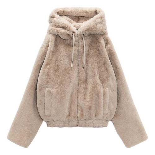 Chaqueta De Algodón Peludo Con Capucha De Invierno Para Mujer, Estilo Elegante