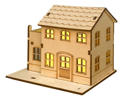 Q Casa De Madera Inacabada Paisaje Estilo A 9.8x7.5x9.3cm