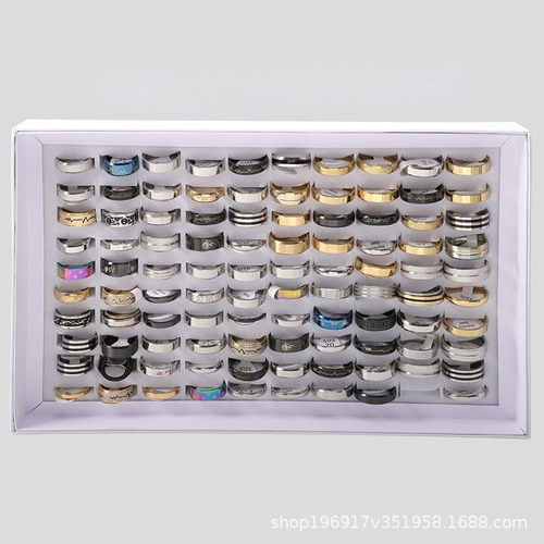 Lote 100 Anillos Acero Inoxidable Mayoreo Surtidos Bisuteria