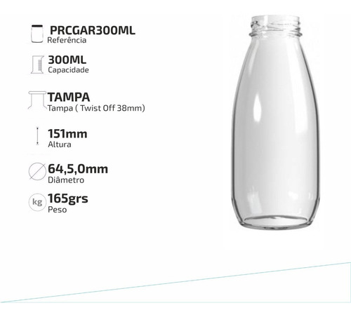 Imagem 2 de 4 de 12 Garrafas Vidro Vintage Para Suco 300ml Com Tampa Dourada