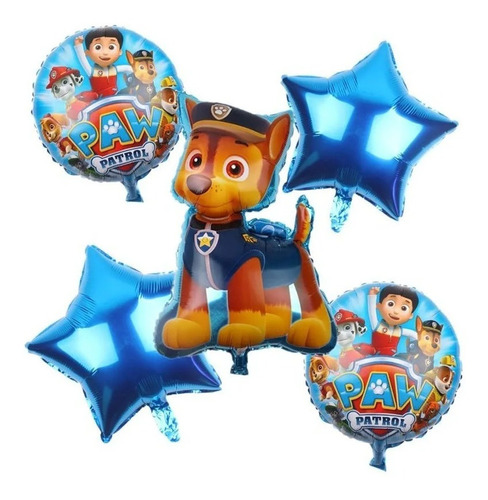 Set Globos Metalidos Patrulla De Perros Chase Rubble Marshal