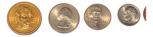 Monedas Estados Unidos 1 Dolar 25 / 10 / 5 / 1 Centavos X 5