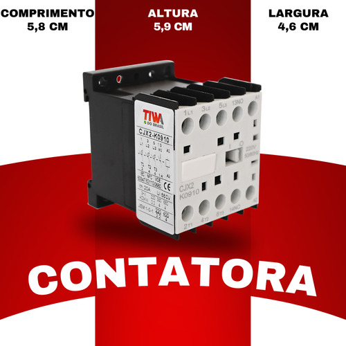 Kit 2 Mini Contatoras 9a 220v Tiwa 50/60 Hz Lc1k-0910m7