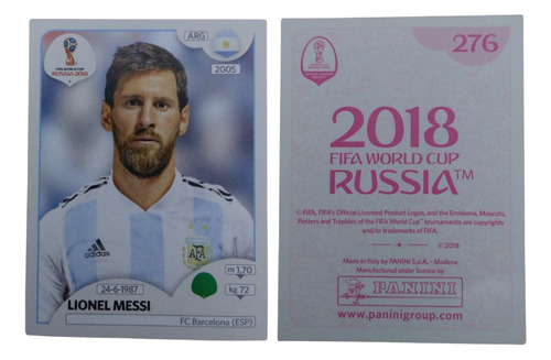 Lamina Panini Lionel Messi Rusia 2018