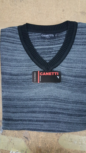 Sweater Canetti - Escote En V Rayado Con Mohair - Art. 1501