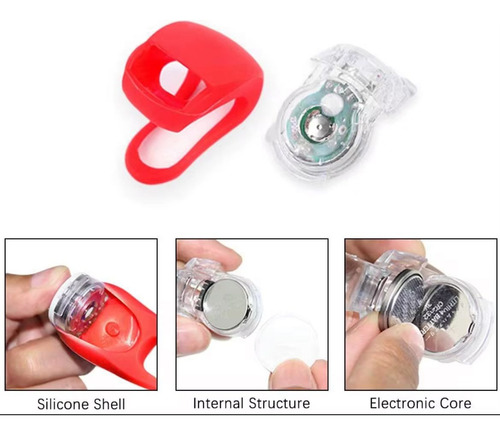 Luz Bicicleta Led Kit X2 Silicona Recargables Verde