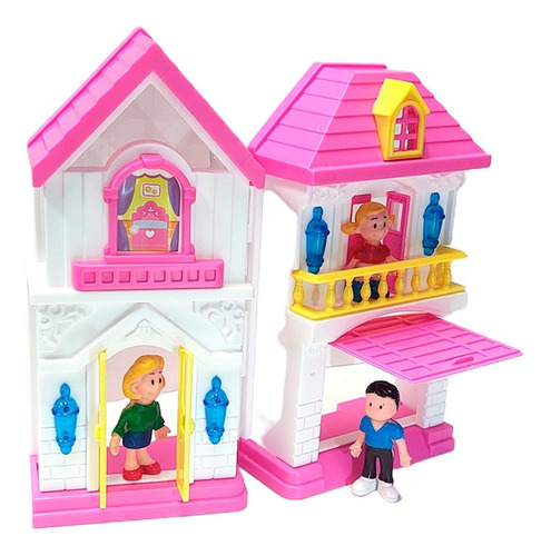 Set Casa Casita Muñecos De Goma Accesorios Y Muebles 12 Pzs