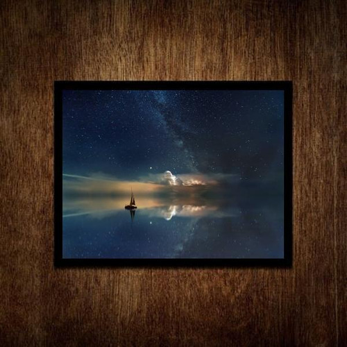 Quadro Decorativo Barco A Deriva- Céu Estrelado 45x34cm