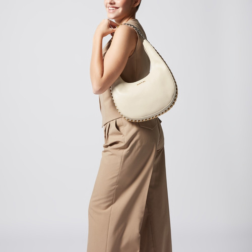 Bolsa Hobo Para Mujer Westies Beige Hbquazimotowe Acabado de los herrajes Oro Diseño de la tela Liso