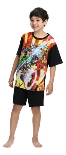 Pijama Algodón Avengers Mota Talla 14 Negro Mt30914