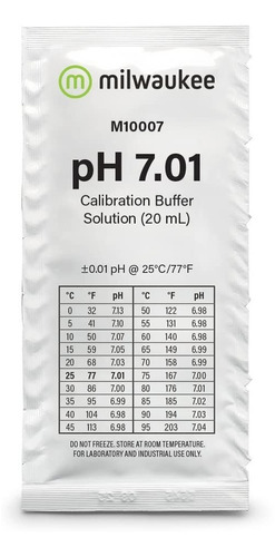 Buffer Sobres De Calibración Ph 7.01, Milwaukee 25pza