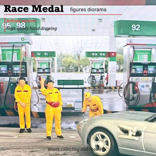 Figuras De Personas De Gasolinera Pequeña, Amarillo