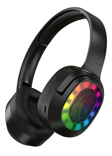 Fone De Ouvido Sem Fio Headphone Ka92 Rgb Led Bluetooth 5.3, Conexão bimodal, Conexão 3,5mm, Over-ear 15 Horas, Gamer Pc Computador Vídeogame Preto