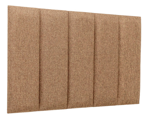 Cabeceira Solteiro Modelar Casa Estofada Modular Ripada Adesiva Com 5 Placas 60x20 Medida Montada 100x60cm Na Cor Linho Marrom