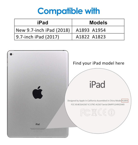 Capa iPad 9.7 Apple 2018 A1893 A1954 iPad 6 Couro Executivo