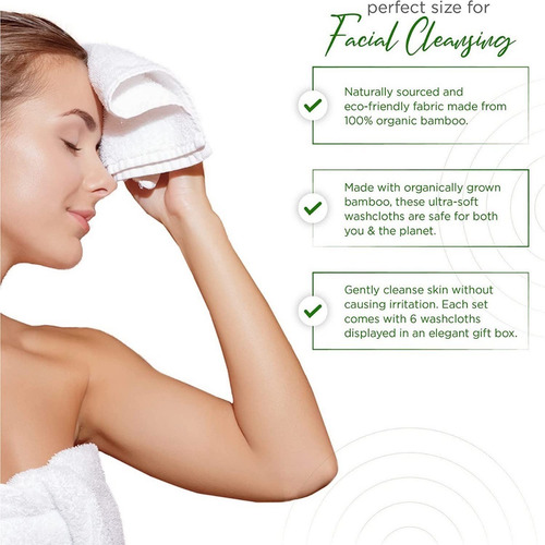Imagen 3 de 8 de Toallita Facial Bambú Reutilizable Piel Sensible Set6