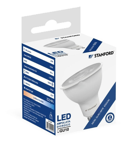 Pack 10 Ampolletas Led Gu 10 6 W Sec Luz Fría