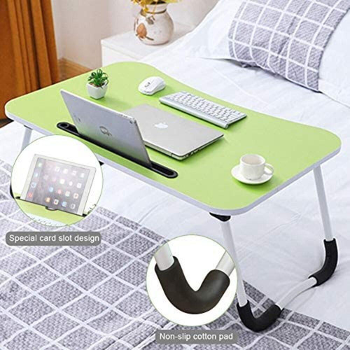 Mesa Notebook Dobravel Sofa Cama Multiuso Suporte Copo Verde