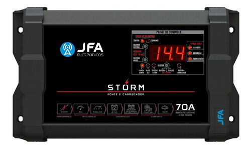 Fonte Automotiva Jfa Storm 70a Bivolt Com Medidor Cca E Sci