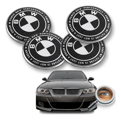 Centro De Llantas Set X4 P/ Bmw Blanco & Negro Tuningchrome