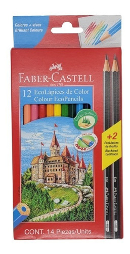 Ecolápiz De Color 12und Largos + 2und Grafito Faber Castell