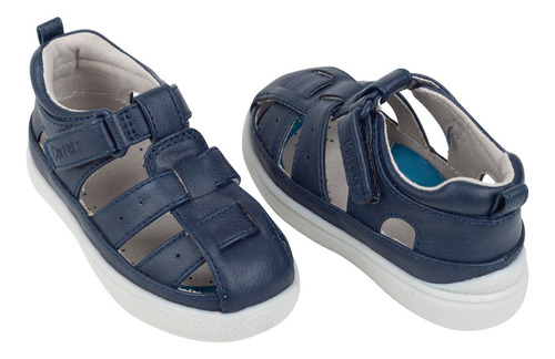 Sandalia Franciscana Velcro Azul (18 A 21)