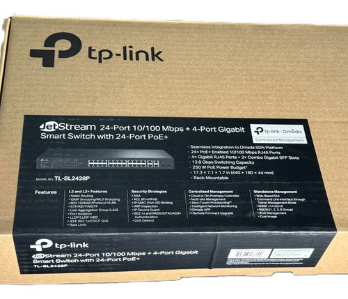 Switch Tp-link Fast Ethernet Jetstream Tl-sl2428p 24-port