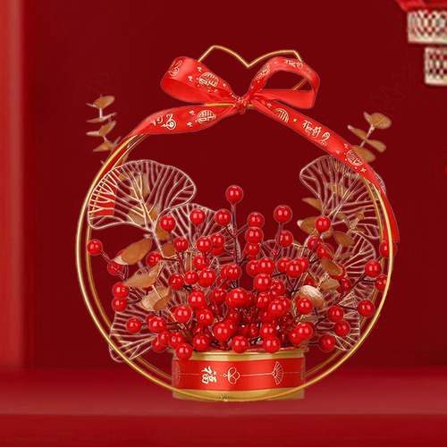 Ramo De Flores Artificiales Con Forma De Cubo Y Ramas Rojos