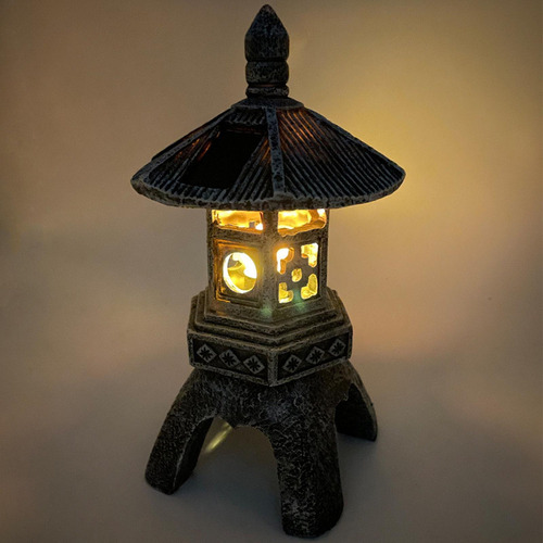 Estatua De Luz De Jardín Linterna De Pagoda Solar Duradera