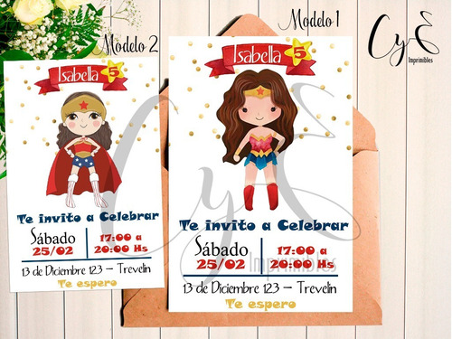 Mini Kit Imprimible Mujer Maravilla + Invitación Digital