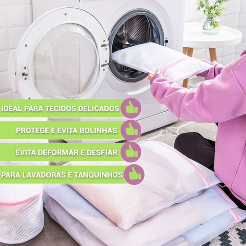 Imagem 7 de 8 de Saco Protetor Com Ziper Para Lavar Roupa Intima E Delicada P