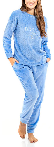 Pijama 2 Piezas Polar Texturizado Manga Larga Dama Mujer LG