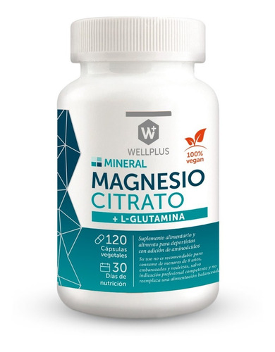 Magnesio Citrato + L-glutamina  120 Cápsulas 