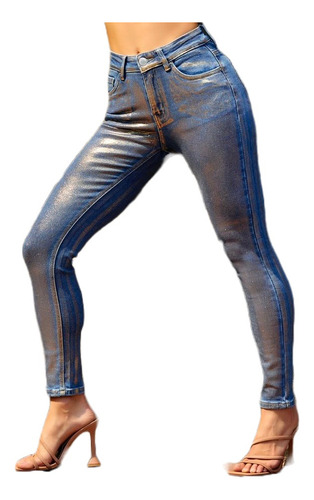 Nyd Jeans Colombiano Levanta Pompa Azul Con Dorado